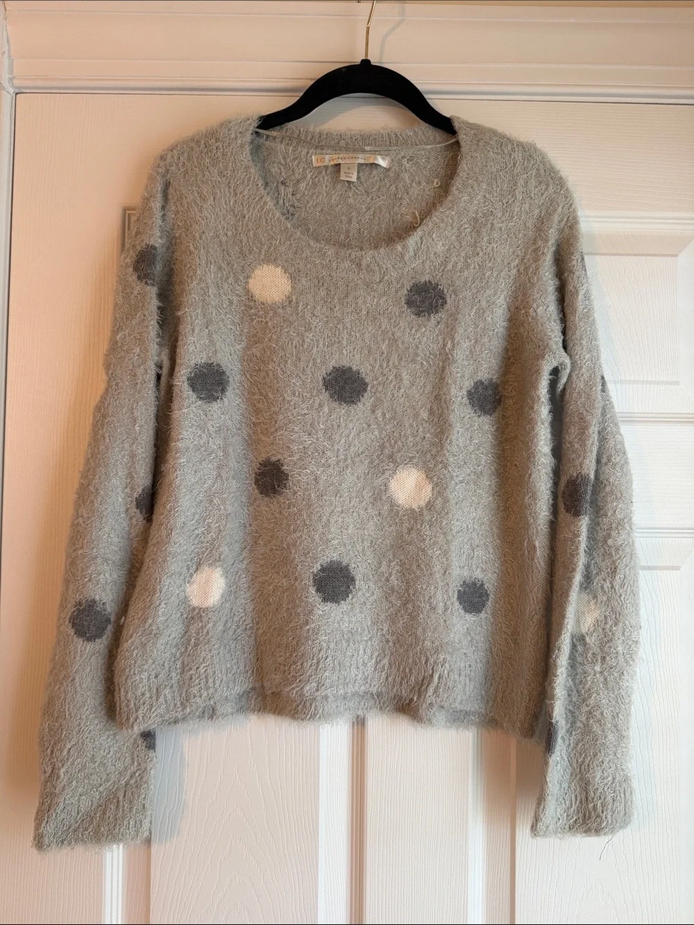 LC Lauren Conrad Cozy Polka Dot Knit Sweater - Light Gray